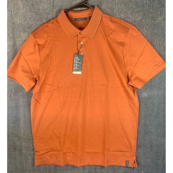 Perry Ellis Men's Rust Orange Cotton Polo Shirt Size Large - Picture 2 of 10